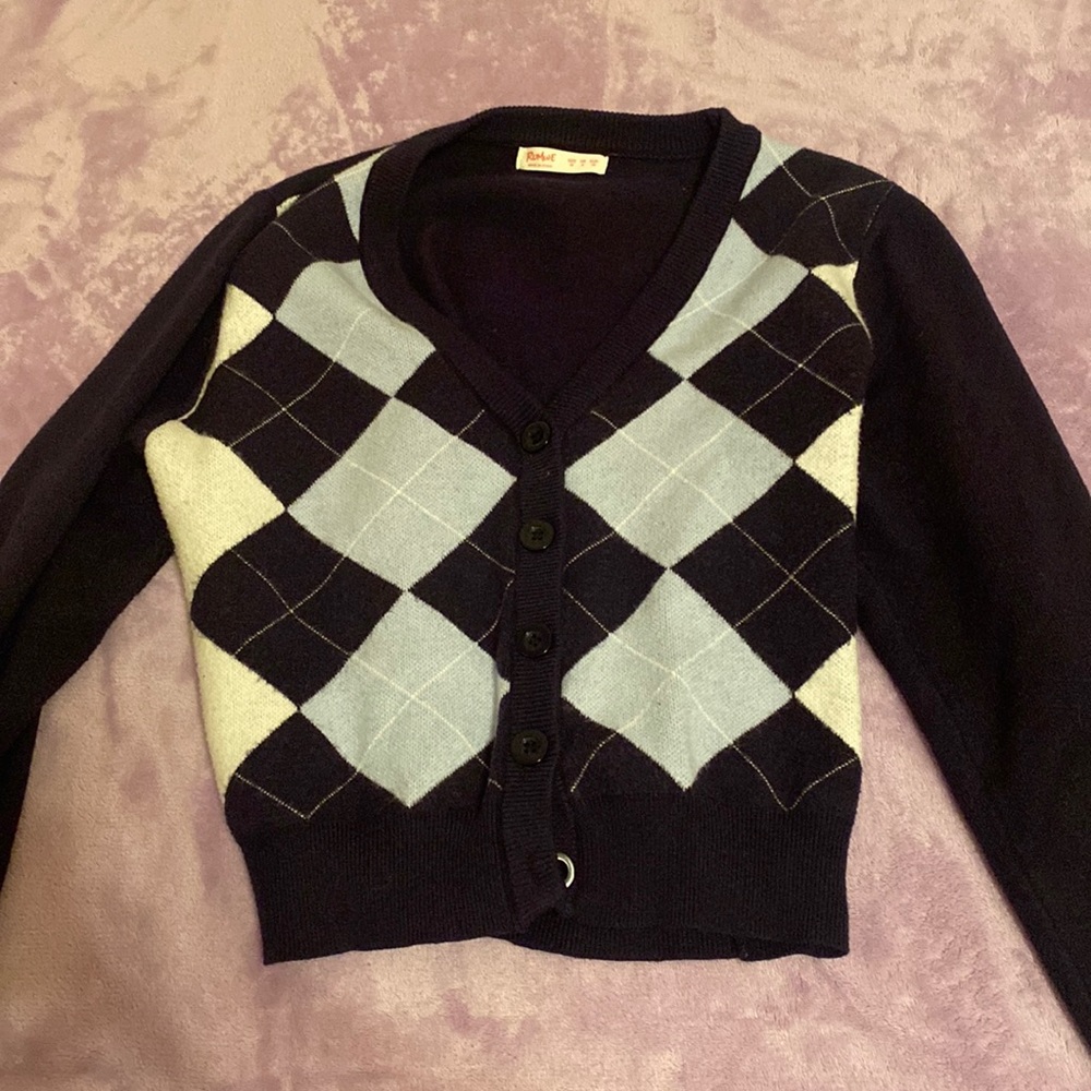Blue Argyle Cardigan